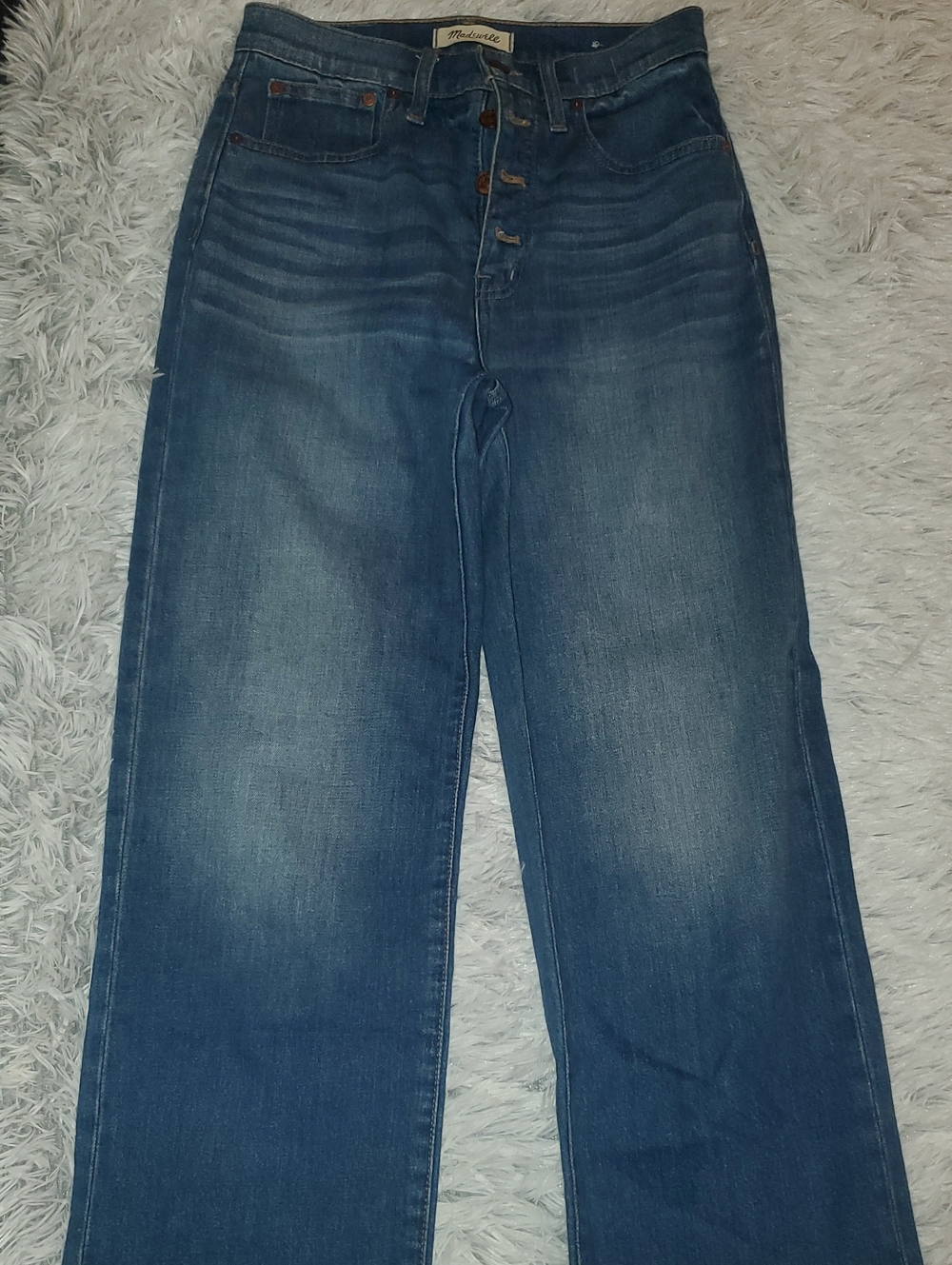 *Madewell Women's Slim Wide-Leg CROP Jeans in Medium Blue*